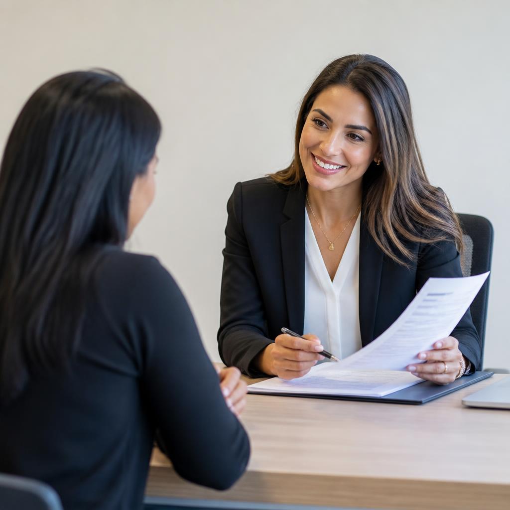 Consultora da Casa Mais orientando cliente sobre financiamento